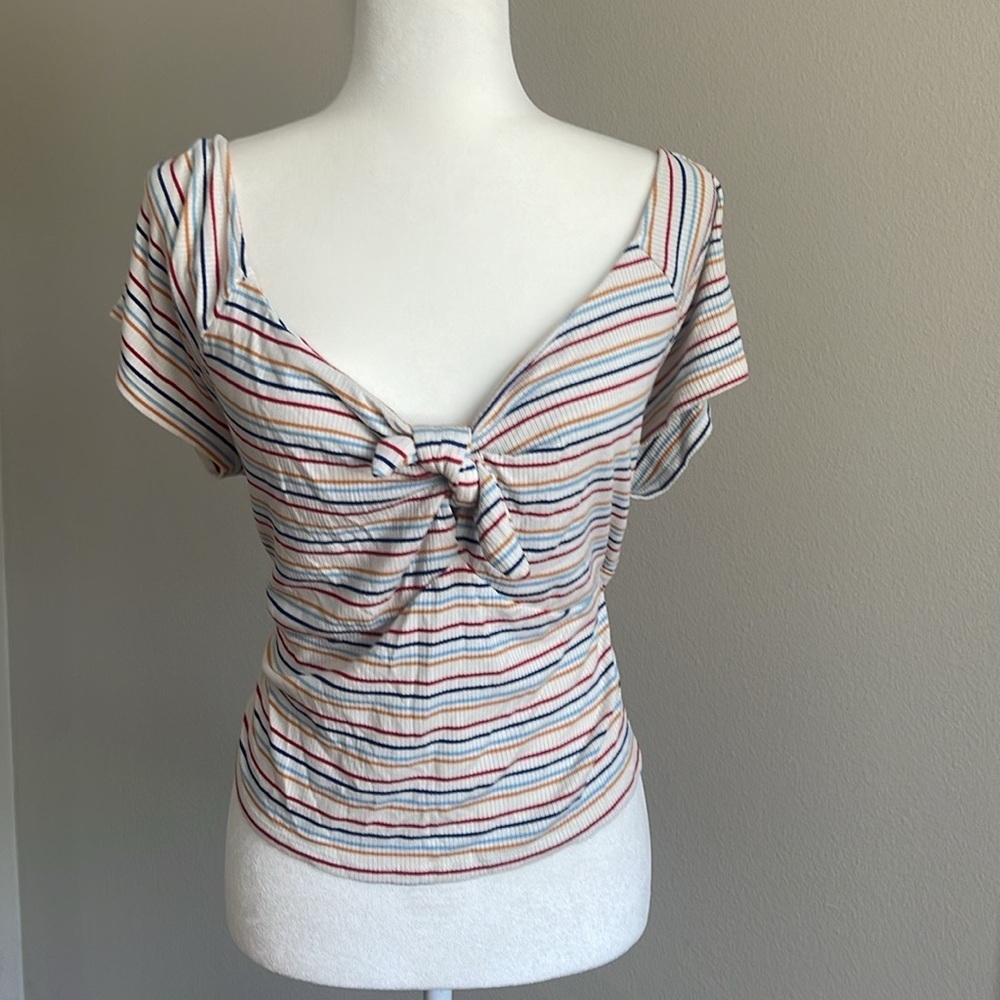 Striped Knot-Front Top Size 3X